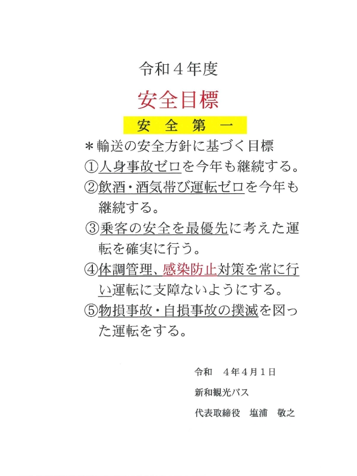 令和４年度安全目標